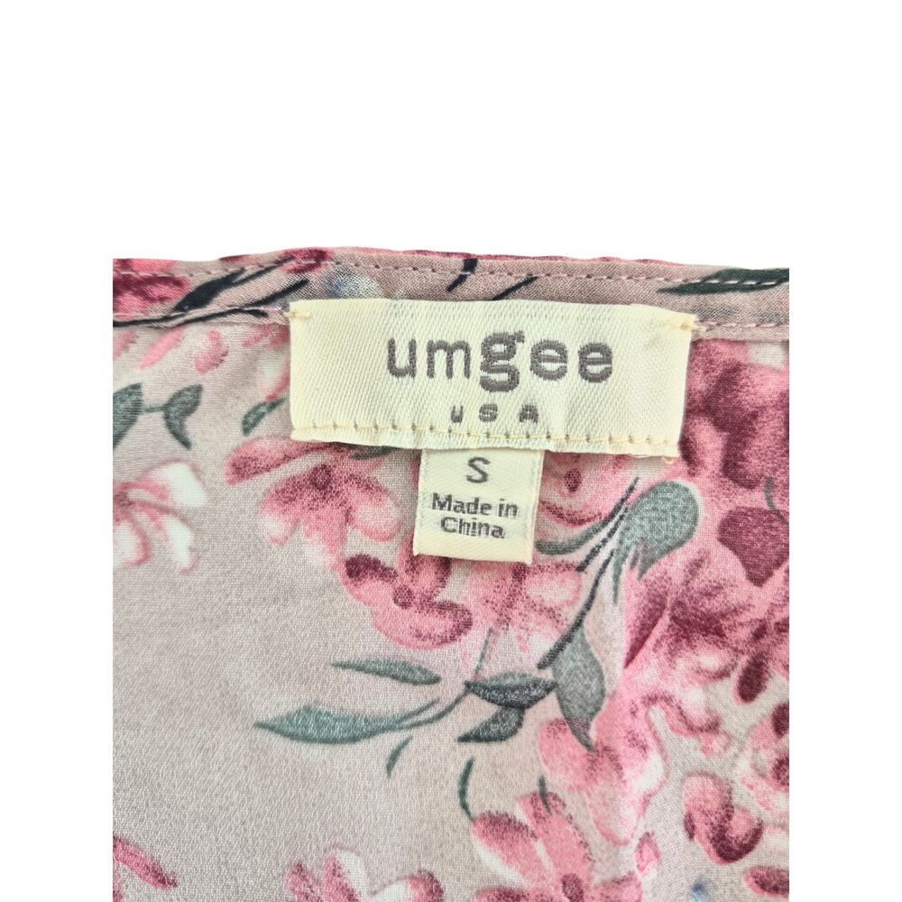 Umgee Knee Length Dress Small Floral Boho Bloomcore Pink Fairycore New Tiered - Picture 5 of 9
